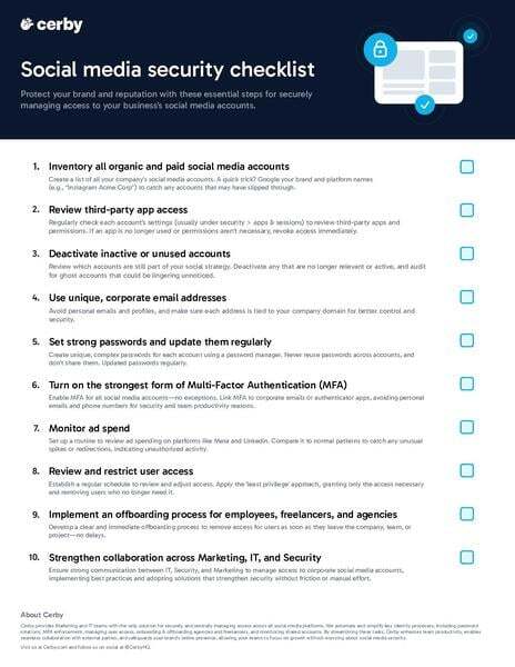 Social media security checklist
