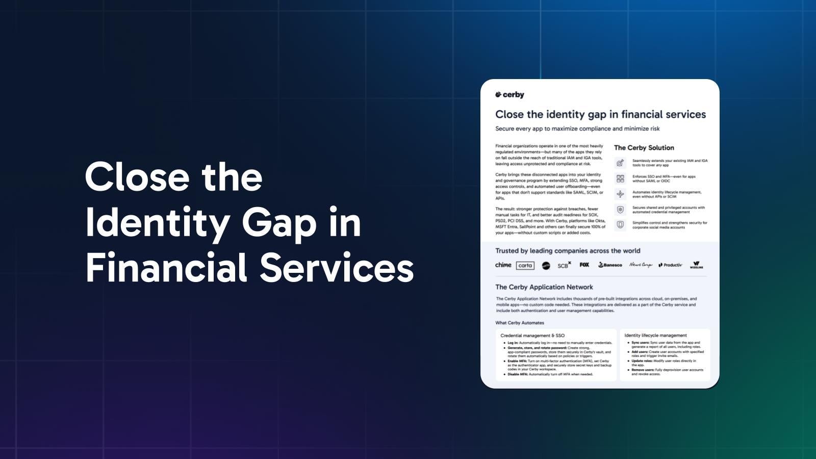 Identity Closure Close the Identity Gap in Financial Services | Cerby